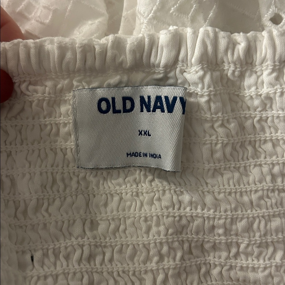Old Navy White Eyelet Fit & Flare Midi Dress - Picture 4 of 5
